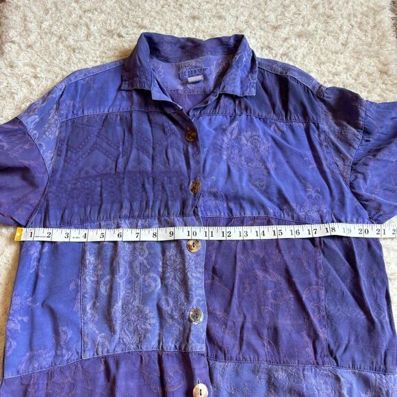 VTG Citron Santa Monica Women's Small Purple Patchwork Design Boho Blouse Top - Picture 9 of 14